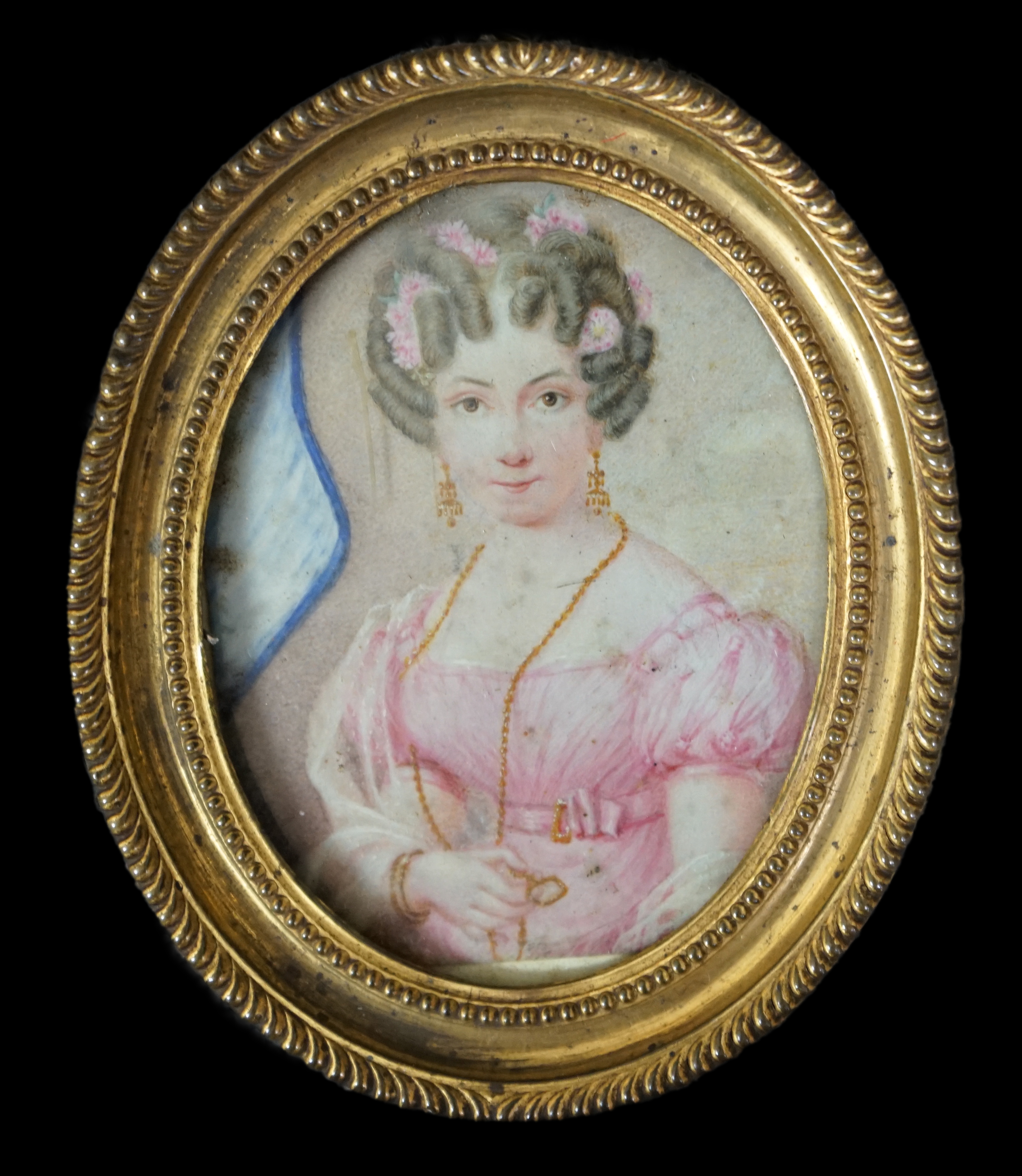 19th century French School, Portrait miniature of the actress Mademoiselle Vestris, watercolour on ivory, 9 x 7cm. CITES Submission reference Q2MK4M57